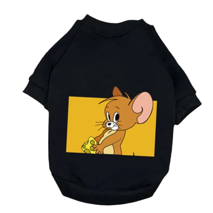 Oblečenie pre psa s postavičkou Jerry - Farba: Čierna, Veľkosť: L