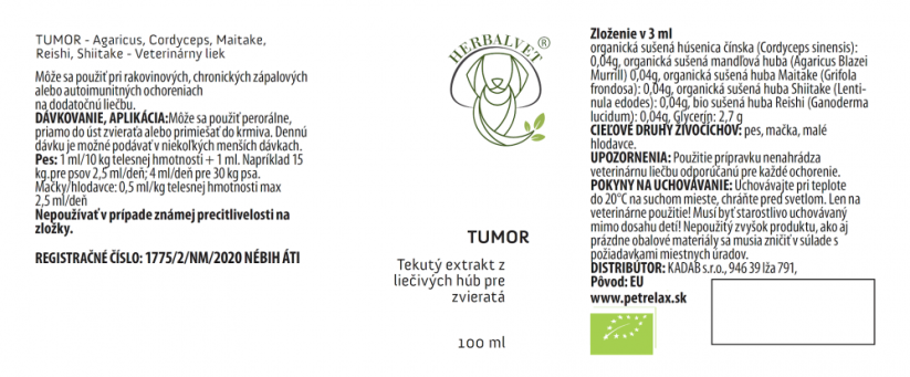 HerbalVet - Tekutý extrakt z liečivých húb pre zvieratá - TUMOR