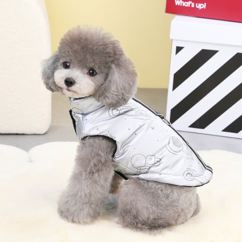 Poochin nepremokavá zateplená reflexná vesta s Astronaut vzorom