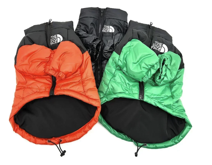 Dog Face zimná pufovaná bunda pre psa – nepremokavá, extra hrejivá