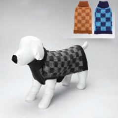 Nobleza hrubý pletený kockovaný pulóver pre psy a mačky