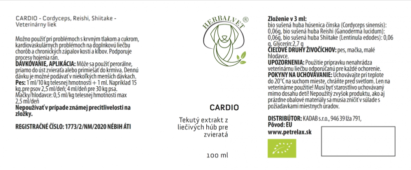 HerbalVet - Tekutý extrakt z liečivých húb pre zvieratá - CARDIO