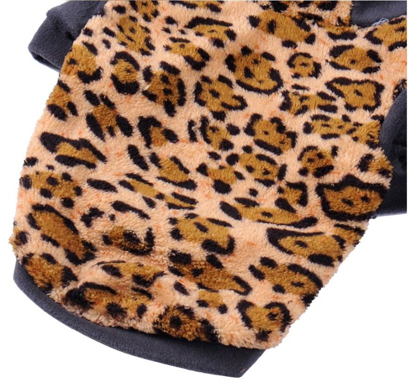 Mikina pre psíka s leopardím vzorom - Farba: Sivá, Veľkosť: S